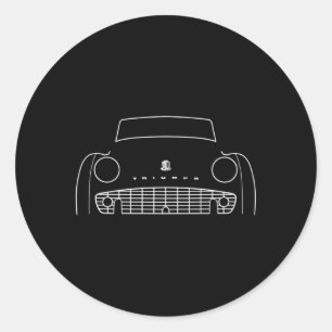 Triumph Tr3 British Car White Outline Classic Round Sticker