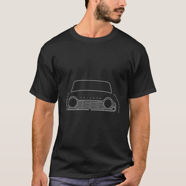 Triumph Tr4 British Classic Car White Outline Grap T-Shirt (Front)