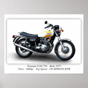 Triumph Trident T160 750 Motorcycle - A3 Poster