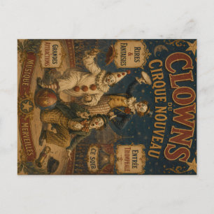 Triumphal Clowns Vintage Circus Poster - Circus & Holiday Postcard
