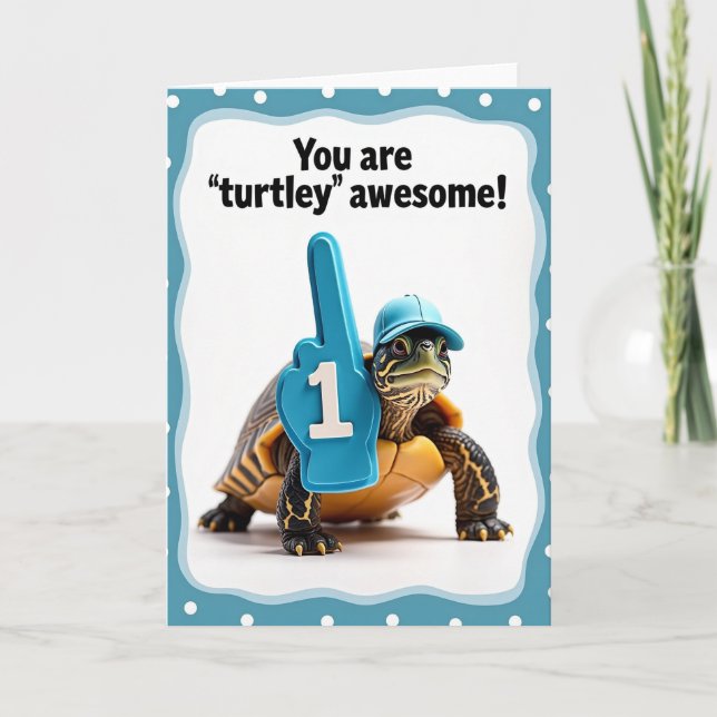 Triumphant Turtle Fathers Day Card (Front)