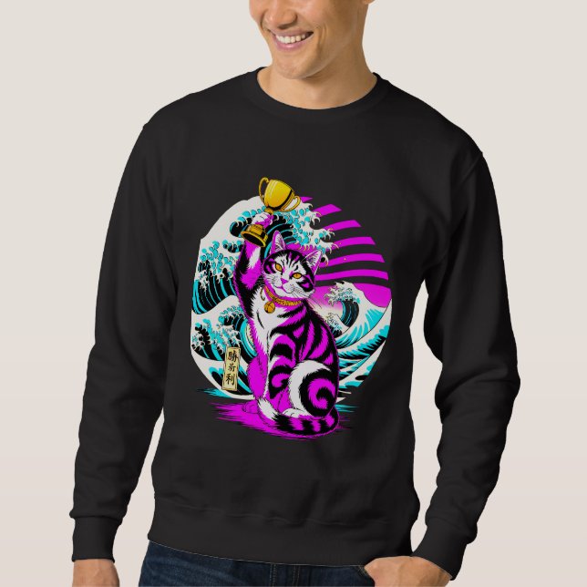 Triumphant Victory Cat Men's Sweatshirt (Front)