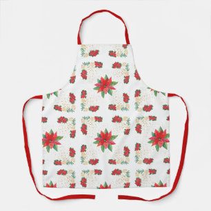 Trivet Christmas Holiday Red Poinsettia and Gold Apron