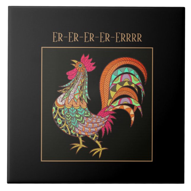 Trivet Tile-Colourful Chicken (Front)