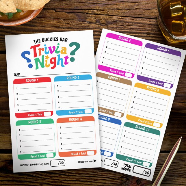 Trivia gaming 50 questions answer sheets flyer (Creator Uploaded)