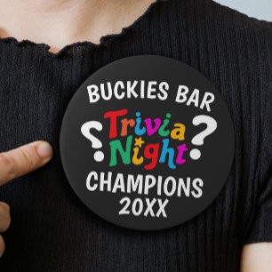 Trivia Night game night colorful fun quiz award 6 Cm Round Badge