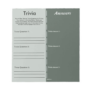Trivia Party Game - Custom Question and Answer Notepad