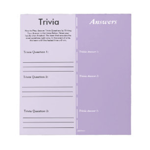 Trivia Party Game - Custom Question and Answer Notepad