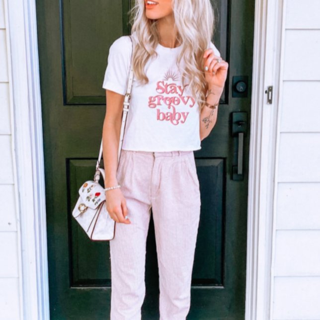 TRIXIE 70's Retro Pink Stay Groovy Baby Hippie T-Shirt (Creator Uploaded)