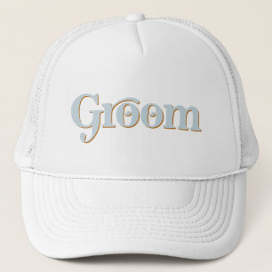 TRIXIE Retro 70's Themed Blue and Orange Groom Trucker Hat