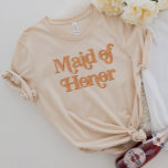 TRIXIE Retro 70's Themed Maid of Honour T-Shirt<br><div class="desc">This maid of honour t shirt features a retro 70's themed font with a creamy orange colouring. This shirt makes the perfect gift for the entire wedding party. Just search the Trixie Collection to find all coordinating text. 💜 COLORS ARE EDITABLE!  Click 'edit design' to create your own colours.</div>