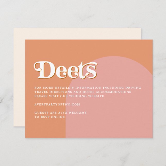 TRIXIE Retro Arched 70's Themed Deets Details Card (Front/Back)