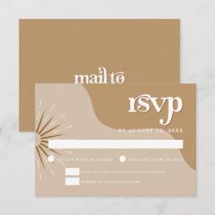 TRIXIE Retro Beige 70's Themed Wedding RSVP Card