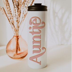 TRIXIE Retro Blush and Orange Auntie Travel Thermal Tumbler