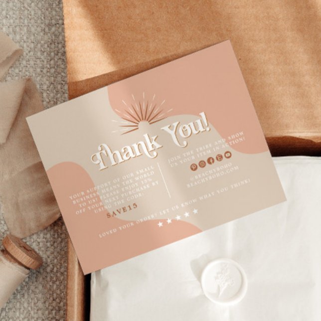TRIXIE Retro Blush Beige Business Thank You Card (Creator Uploaded)