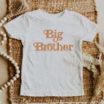 TRIXIE Retro Groovy 70's Big Brother Announcement Baby T-Shirt<br><div class="desc">This big brother announcement shirt features a groovy retro 70's themed font and orange coloring. It's the perfect way to announce a new member to the family and the colors are totally editable! Click 'customize further' to change the colors to your liking. 💜</div>