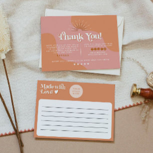 TRIXIE Retro Orange Pink 70s Business Thank You Invitation