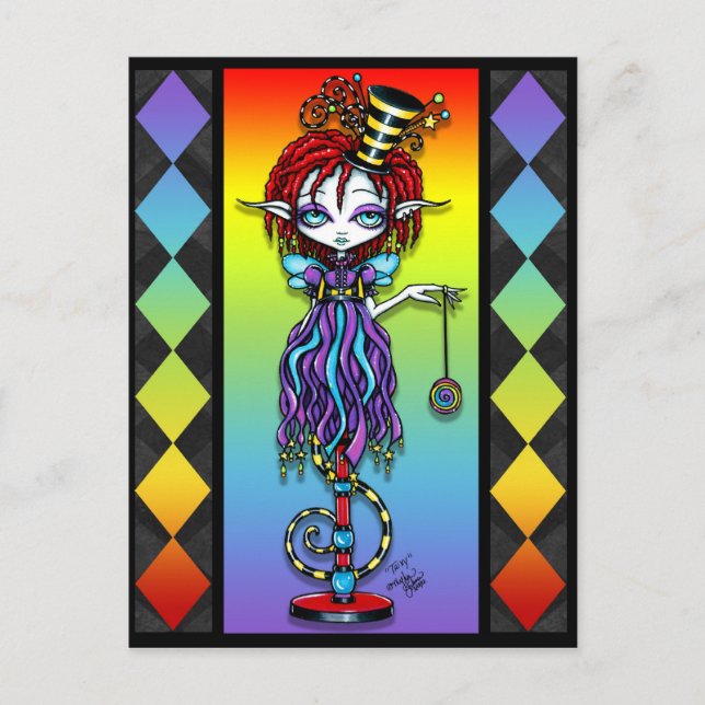 Trixy Pixie Stick Rainbow Circus Freak Postcard (Front)