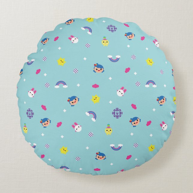 TRK - Teal Pattern Round Cushion (Front)