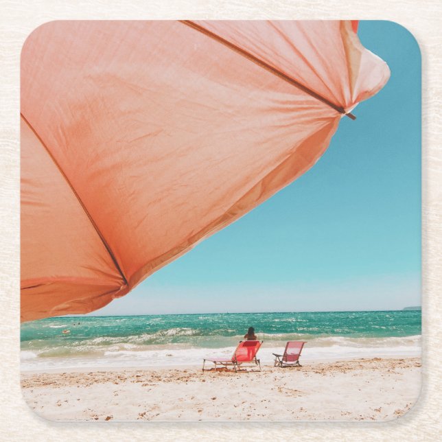 Trocadero Playa - Marbella - Spain Square Paper Coaster (Front)