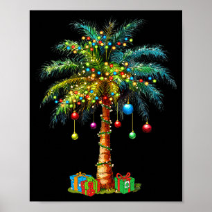 Trocal Christmas Hawaiian Santa Xmas Lights Palm T Poster
