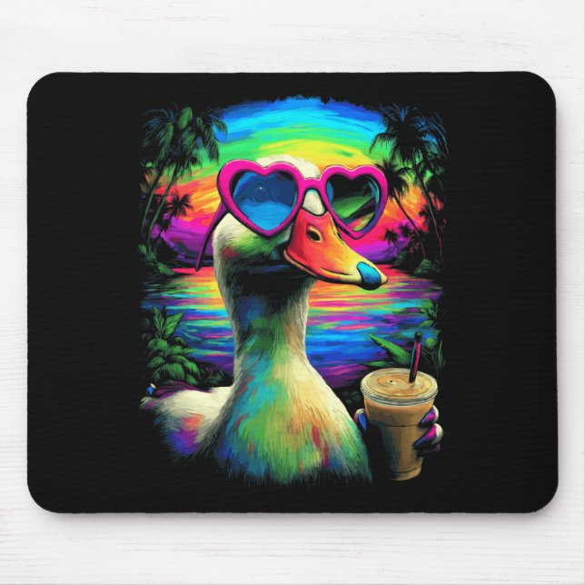 Trocal Duck with Sungles Iced Coffee Beach Summer Mouse Pad (Front)