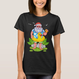 Trocal Summer Funny Hawaiian Santa Claus Christmas T-Shirt