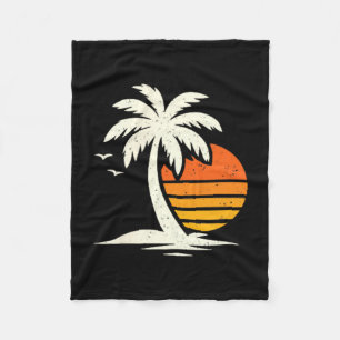 Trocal Sunset Palm Tree Summer Vacation Beach Men Fleece Blanket