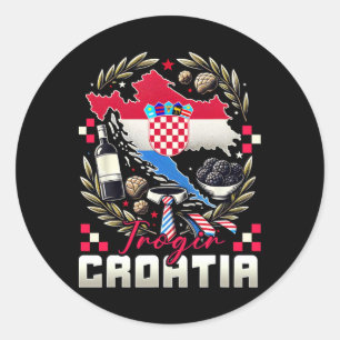 Trogir Croatia Souvenir Croatian Flag Map  Classic Round Sticker