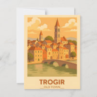 Trogir Croatia Vintage Travel Poster Postcard