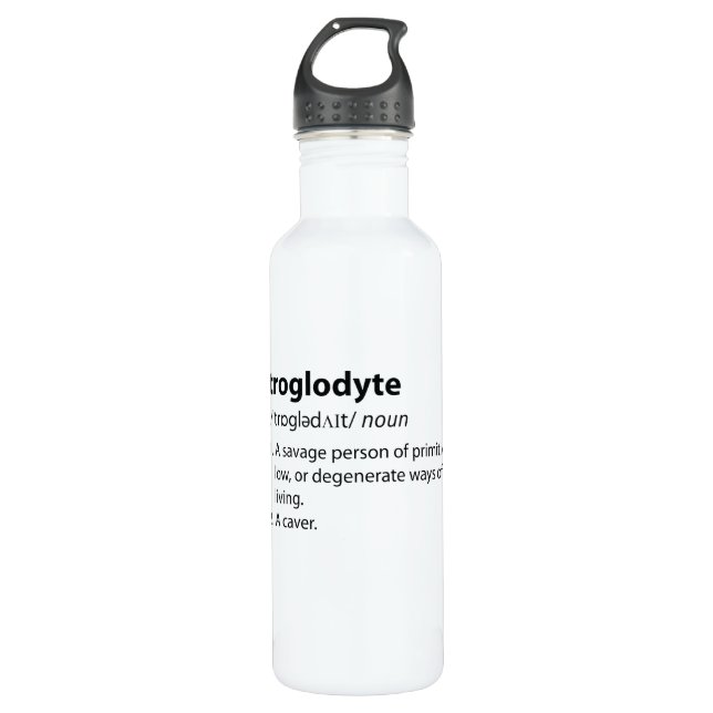Troglodyte - Funny Definition Caving Speleology 710 Ml Water Bottle (Front)