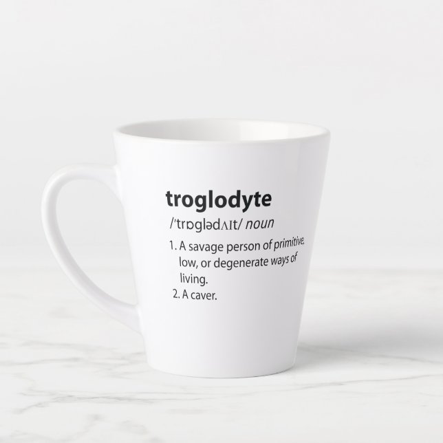 Troglodyte - Funny Definition Caving Speleology Latte Mug (Left)