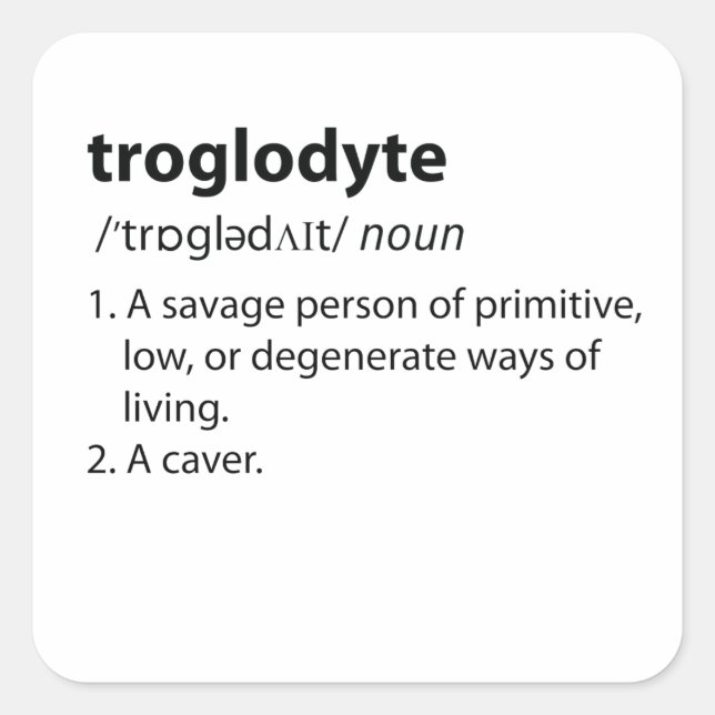 Troglodyte - Funny Definition Caving Speleology Square Sticker (Front)