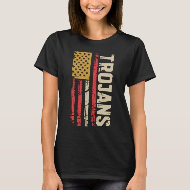 Trojans American Spirit Vintage Patriotic T-Shirt (Front)
