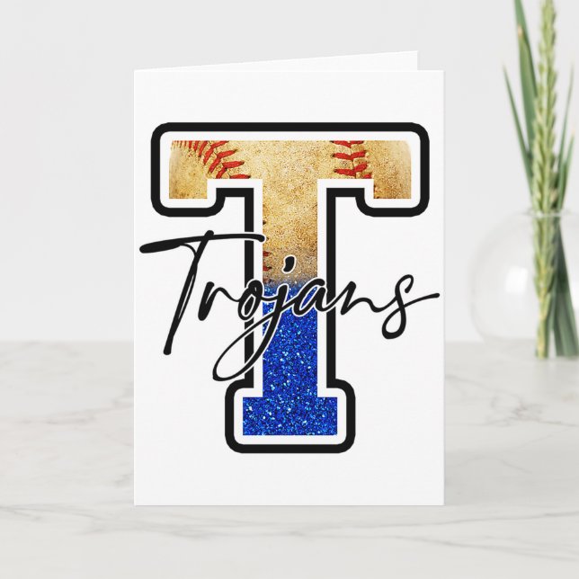 Trojans Baseball Team Mascot Pride School Spirits  Card (Front)