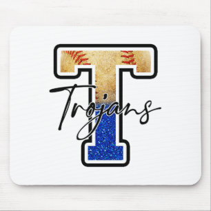 Trojans Baseball Team Mascot Pride School Spirits Mouse Pad