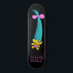 *~* Troll AP89 Neon Black Initials Fun Skateboard<br><div class="desc">(Search code AP89 for Troll items and AP88 for mediaeval theme items ) Easily Transfer to other Zazzle Products. BLACK background Skateboard. Customise / Personalise your INITIALS / MONOGRAM. Cute funny Long Hair Troll . Bright neon colours. This is a Popular Trending design for someone who loves all things TROLL....</div>