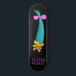 *~* Troll AP89 Neon Black Initials Fun Skateboard<br><div class="desc">(Search code AP89 for Troll items and AP88 for mediaeval theme items ) Easily Transfer to other Zazzle Products. BLACK background Skateboard. Customise / Personalise your INITIALS / MONOGRAM. Cute funny Long Hair Troll . Bright neon colours. This is a Popular Trending design for someone who loves all things TROLL....</div>