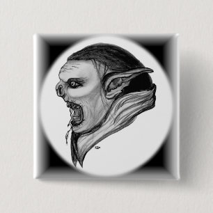 Troll black and white design 15 cm square badge