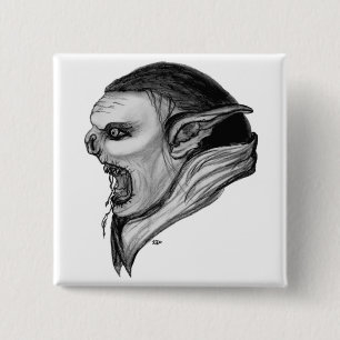 Troll black and white design 15 cm square badge