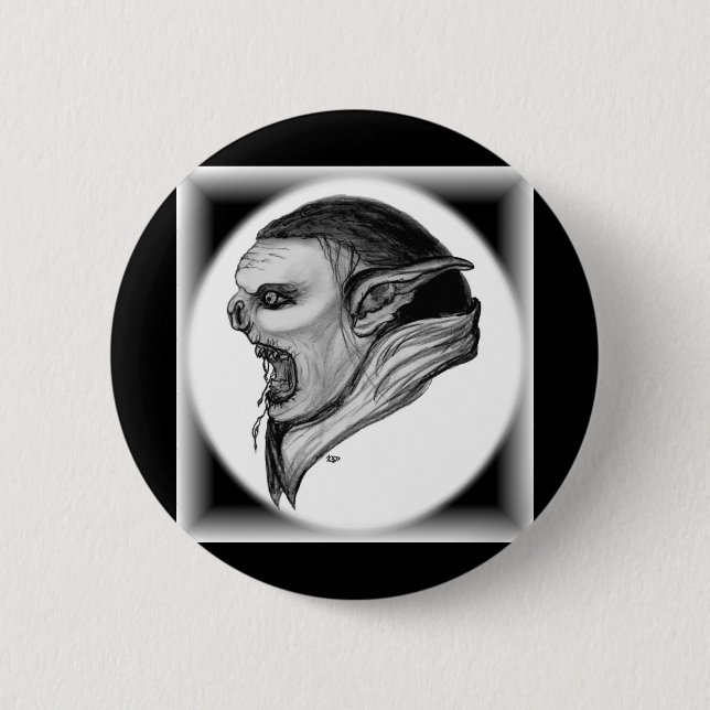 Troll black and white design 6 cm round badge (Front)