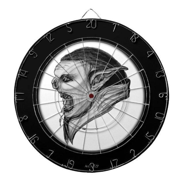 troll - black and white Design Dartboard (Front)