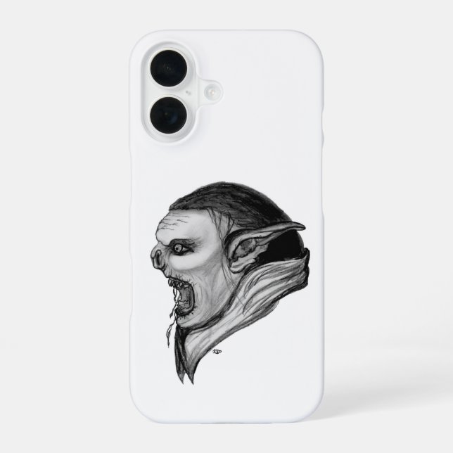 Troll Black and White Design iPhone 16 Case (Back)