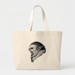 Troll black and white design large tote bag