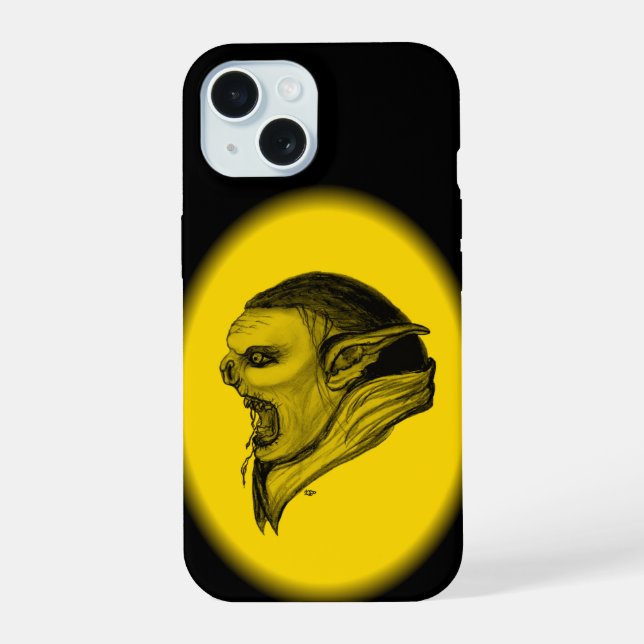 Troll Black and Yellow Design iPhone 15 Case (Back)