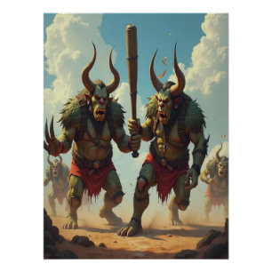 Troll Cricket Bat Battle Glossy Poster