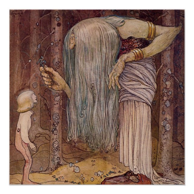 “Troll Herb” Watercolor by John Bauer Poster (Front)