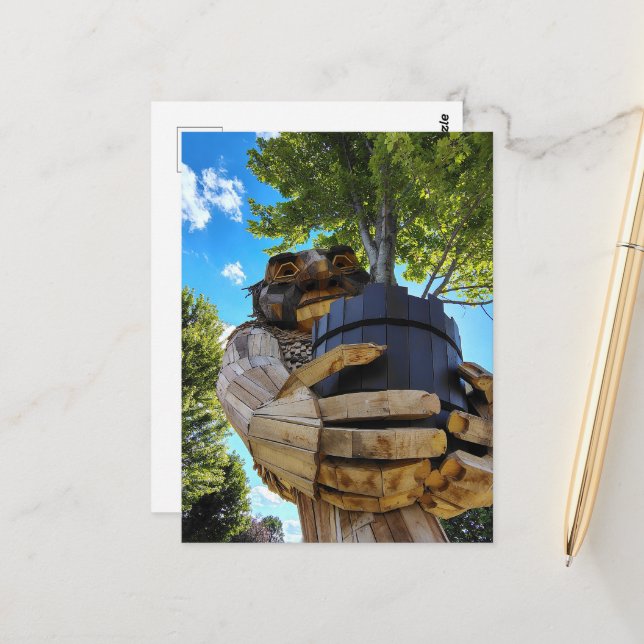 Troll Holding Up a Tree to Protect Nature Postcard (Front/Back In Situ)