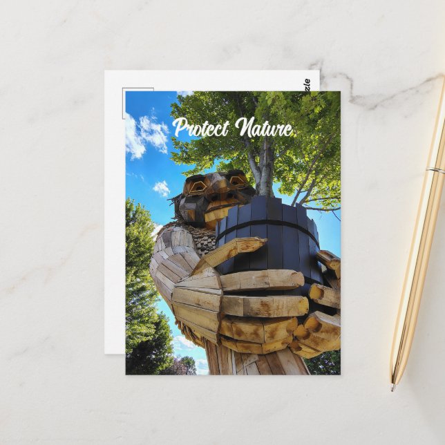 Troll Holding Up a Tree to Protect Nature Postcard (Front/Back In Situ)