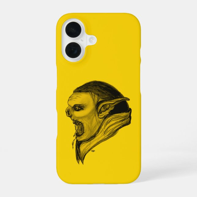 Troll in Black and Yellow Design iPhone 16 Case (Back)